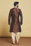 Shop_Arihant Rai Sinha_Brown Silk Embroidery Thread Kurta And Dhoti Pant Set _at_Aza_Fashions