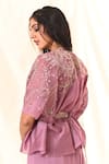 Shop_PIRI INDIA_Purple Chanderi Embroidered Glass Beads Kimono  Sequins Palazzo Set  _at_Aza_Fashions