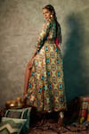 Shop_Esha L Amin_Multi Color Viscose Crepe Printed Geometric Shirt Blazer Maxi Dress _at_Aza_Fashions