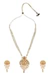 Shop_Samyukta Singhania_White Pearl Chain Layered Long Pendant Necklace Set _at_Aza_Fashions