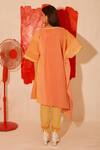 Shop_Banana Labs_Orange Cotton V-neck Bliss Hand Block Print Kaftan And Pant Set _at_Aza_Fashions