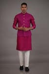 Shop_Para_Pink Chanderi Silk Embroidered Thread Bundi And Kurta Set  _at_Aza_Fashions