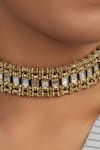 Shop_House Of Tuhina_Gold Plated Mirror Studded Teer Choker _at_Aza_Fashions