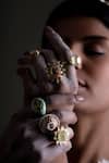Shop_Osvag India_Gold Plated Diamonds, Stones Tear Drop Shaped Ring _at_Aza_Fashions
