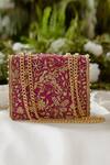 Shop_The Garnish Company_Magenta Malti Brocade Print Sling Bag _at_Aza_Fashions