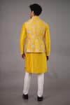 Shop_Para_Yellow Chanderi Silk Hand Embroidered Zari Bundi And Kurta Set  _at_Aza_Fashions