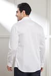 Shop_Seven_White Cotton Sateen Plain Contrast Tri-panelled Shirt _at_Aza_Fashions