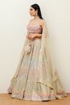 Shop_Studio Iris India_Multi Color Organza Embroidery Geometric Mira Mirror Bridal Lehenga Set _at_Aza_Fashions