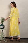 Shop_Falguni.Foram_Yellow Kurta Printed Gauze Linen And Slip Mal Floral V  _at_Aza_Fashions