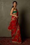 Shop_RI.Ritu Kumar_Red Viscose, Chiffon Embroidery Water Lily Print And Saree_at_Aza_Fashions