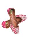 Shop_Imlee Jaipur_Fuchsia Embroidered Leheriya Pattern Juttis _at_Aza_Fashions