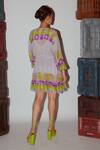 Shop_Nirmooha_Multi Color Georgette Lurex And Embroidery Geometric & Tie-up Dress _at_Aza_Fashions