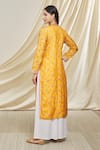 Shop_Gopi Vaid_Orange Tussar Silk Embellished Floral Round Rashida Pattern Tunic _at_Aza_Fashions