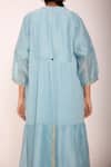 Shop_JAYATI GOENKA_Blue 50% Cotton And 50% Silk Band Collar Mandarin Shirt Dress _at_Aza_Fashions