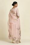 Shop_Oshi By Shikha_Pink Chanderi, Silk Organza, Silk, Muslin Pleated Anarkali Set With Dupatta_at_Aza_Fashions