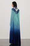 Shop_Akhl_Blue Chiffon (100% Viscose) + Lurex-tulle Glass Fringe Gathered Kaftan Dress _at_Aza_Fashions