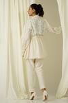 Shop Sakshi Khetterpal Ivory Chanderi Embroidery Sweetheart Neck Trench Pant Set at Aza Fashions Shop_Sakshi Khetterpal_Ivory Chanderi Embroidery Sweetheart Neck Trench Pant Set _at_Aza_Fashions