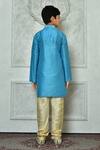 Shop_Petite Pomme_Blue Denim Full Sleeve Straight Kurta And Churidar Set _at_Aza_Fashions