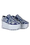 Anaar_Blue Embroidered Celestial Sneaker Wedges_Online_at_Aza_Fashions