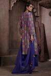 Shop_AFFROZ_Blue Viscose Crepe Printed Floral V Neck A-line Kurta Palazzo Set _at_Aza_Fashions