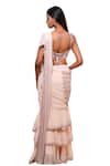 Shop_Archana Kochhar_Pink Georgette Embellished Sequin Deep Pre-draped Saree With Blouse For Women_at_Aza_Fashions