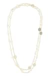 Shop_Ahaanya_White Pearls Embellished Necklace_at_Aza_Fashions