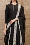 Shop_Prisho_Black Kurta Silk Plain Round Chaniwa Straight Sharara Set  _at_Aza_Fashions