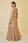 Shop_Shyam Narayan Prasad_Beige Chanderi Silk And Georgette Floral Thread & Work Kurta Skirt Set  _at_Aza_Fashions