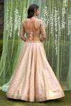 Shop_Shyam Narayan Prasad_Pink Brocade Embroidered Zardozi Sweetheart Floral Pattern Bridal Lehenga Set _at_Aza_Fashions