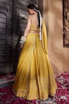 Kritika Dawar_Yellow Lehenga Chikankari Georgette Embroidery Mukaish Paisley Bridal Set _Online_at_Aza_Fashions