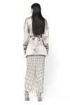 Shop_Rohit Gandhi + Rahul Khanna_Silver Satin Spread Collar Draped Shirt _at_Aza_Fashions