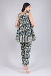 Shop_Pomcha Jaipur_Black Cotton Gota Patti Scoop Neck Kavya Printed Anarkali And Pant Set _at_Aza_Fashions