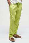 Shop_Terra Luna_Green 100% Organic Handloom Oxford Cotton Solid Pant _at_Aza_Fashions