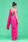 Shop_Raasa_Pink Crepe, Georgette Sequin Crystal Embroidered Pre-draped Saree With Blouse _at_Aza_Fashions