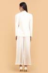 Shop_Label Ivish_Off White Silk Round Neck Tie-up Blazer Trouser Set _at_Aza_Fashions