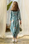 Shop_Pasha India_Green Linen Printed Floral Dhoti Jumpsuit _at_Aza_Fashions