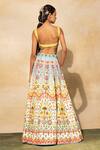 Shop Diyarajvvir Blue Satin, Silk, Tassels, Mirrors, Geometric Print Lehenga Set at Aza Fashions Shop_Diyarajvvir_Blue Satin, Silk, Tassels, Mirrors, Geometric Print Lehenga Set _at_Aza_Fashions