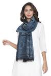 Shop Shingora Blue Woven Floral Patterned Fringed Shawl at Aza Fashions Shop_Shingora_Blue Woven Floral Patterned Fringed Shawl _at_Aza_Fashions