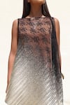 Shop_Richa Khemka_Black Modal Embellished Sequins Round Neck Sheer Drape Jumpsuit _at_Aza_Fashions