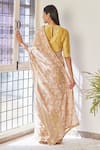 Shop_Vaayu_Beige Discharge Print Floral Saree For Women_at_Aza_Fashions