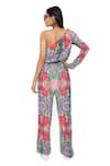 PS Pret by Payal Singhal_Red Crepe Printed Enchanted Asymmetric Jumpsuit  _Online_at_Aza_Fashions