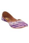 Shop_Imlee Jaipur_Purple Embroidered Leheriya And Pittan Juttis _at_Aza_Fashions