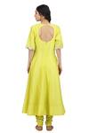 Shop_Seema Nanda_Yellow Chanderi Silk Embroidery Pipe Round Geet Anarkali Set  _at_Aza_Fashions