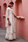 Shop_Deep Thee_Ivory Chanderi Embroidery Boota Box V Neck Zari Kurta And Sharara Set _at_Aza_Fashions