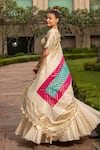 Shop_Soniya G_Ivory Handmade Cotton Embroidery Sequins Cutwork Striped Pattern Lehenga Set _at_Aza_Fashions