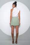 Shop_Pocketful Of Cherrie_Green Crepe Plain Short Pleated Skirt _at_Aza_Fashions