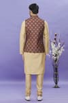 Shop_Aryavir Malhotra_Brown Art Banarasi Silk Printed Floral Bundi _at_Aza_Fashions