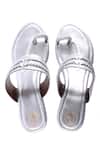Shop_Preet Kaur_Silver Faux Leather Kolhapuri Wedges _at_Aza_Fashions