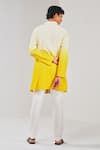 Shop_Shreyansh Designs_Yellow Cotton Silk Pintuck Pattern Ombre Kurta _at_Aza_Fashions