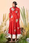 Shop_Shahin Mannan_Red Double Crepe Blooming Flower Midi Dress_at_Aza_Fashions